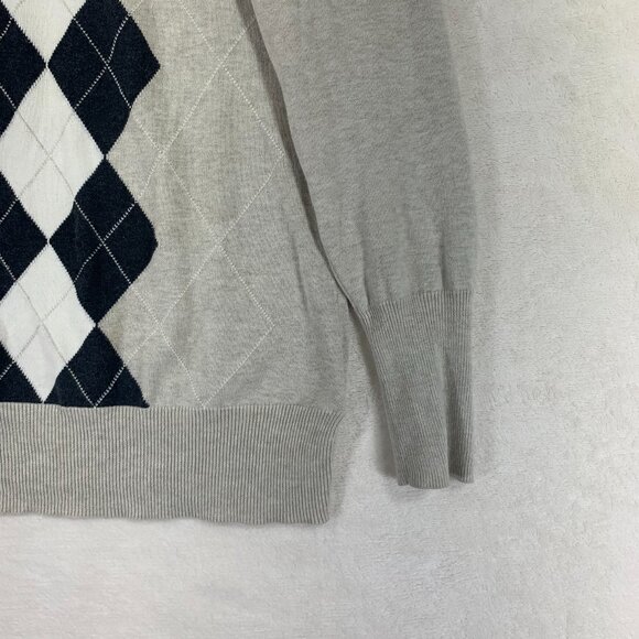 MEXX Gray Argyle Cowl Neck Pullover cotton  Sweater beige Women size large - Picture 11 of 13